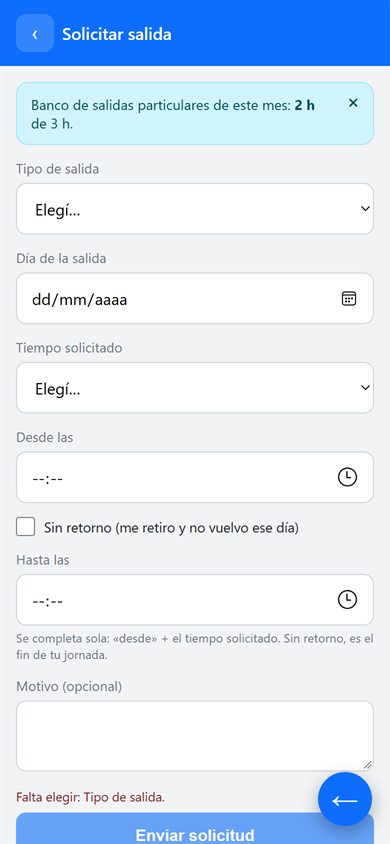 Solicitar una salida